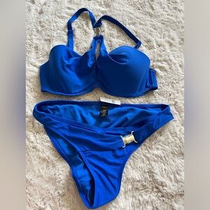 Boux Avenue.  Buckle bikini top and bottom. Cobalt blue. 32D. UK 8. NWT.